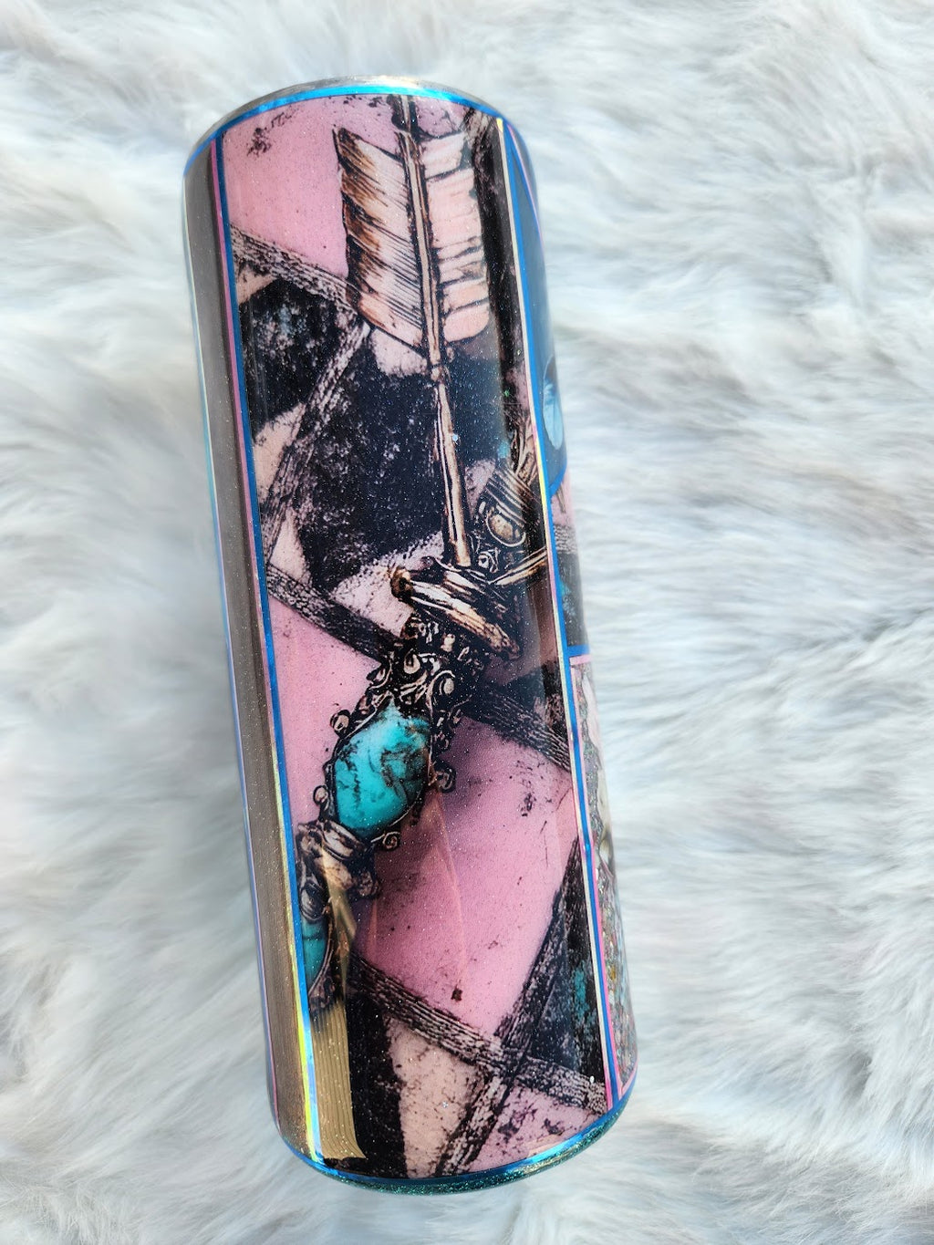 Country Chic Tumbler – Cowgirl Boots with Flowers & Feathers