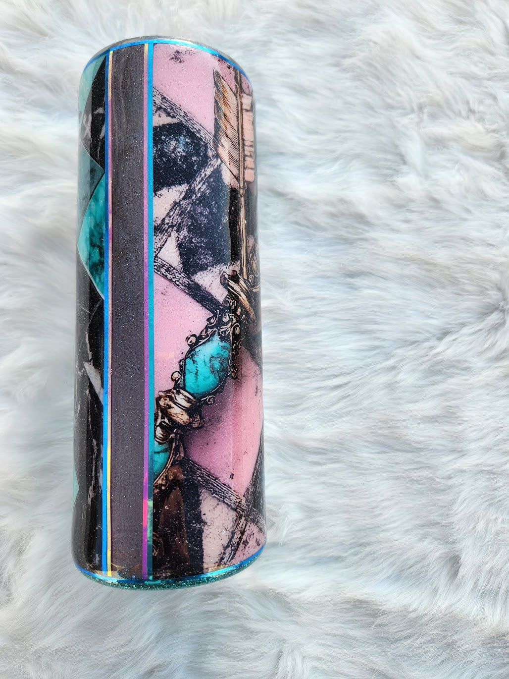 Country Chic Tumbler – Cowgirl Boots with Flowers & Feathers