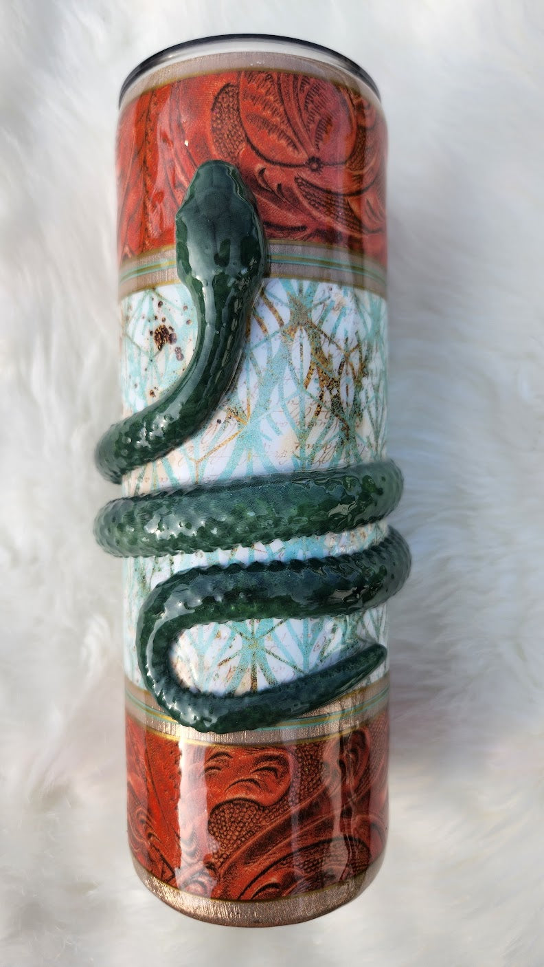 3D Snake Epoxy Tumbler – Handcrafted Serpent Wrap Cup with Textured Detail
