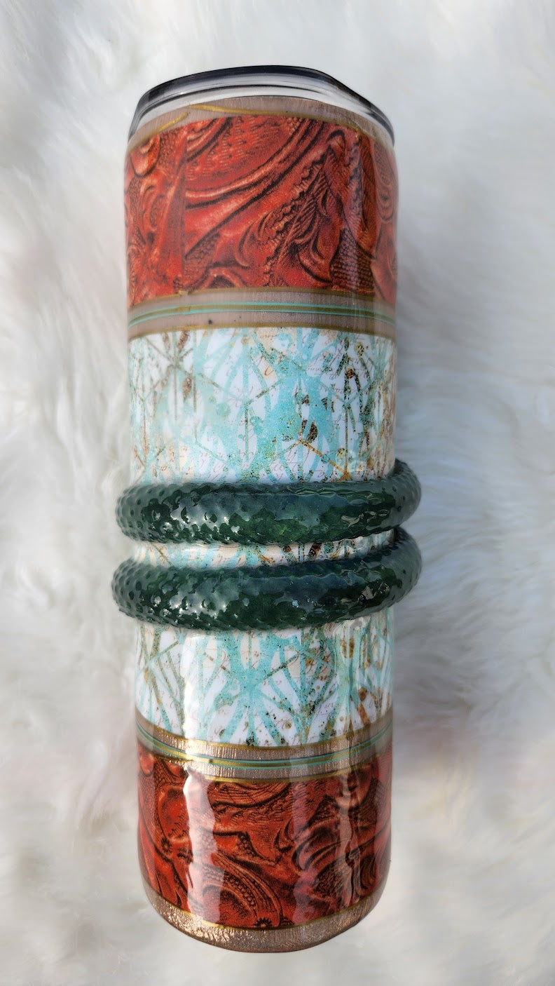 3D Snake Epoxy Tumbler – Handcrafted Serpent Wrap Cup with Textured Detail