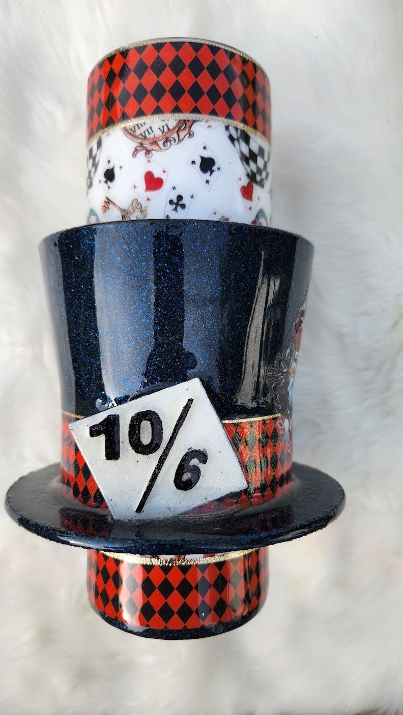 Mad Hatter Top Hat 3D Epoxy Tumbler – Alice in Wonderland Inspired Drinkware- 20 oz