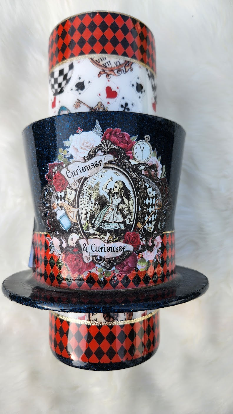 Mad Hatter Top Hat 3D Epoxy Tumbler – Alice in Wonderland Inspired Drinkware- 20 oz