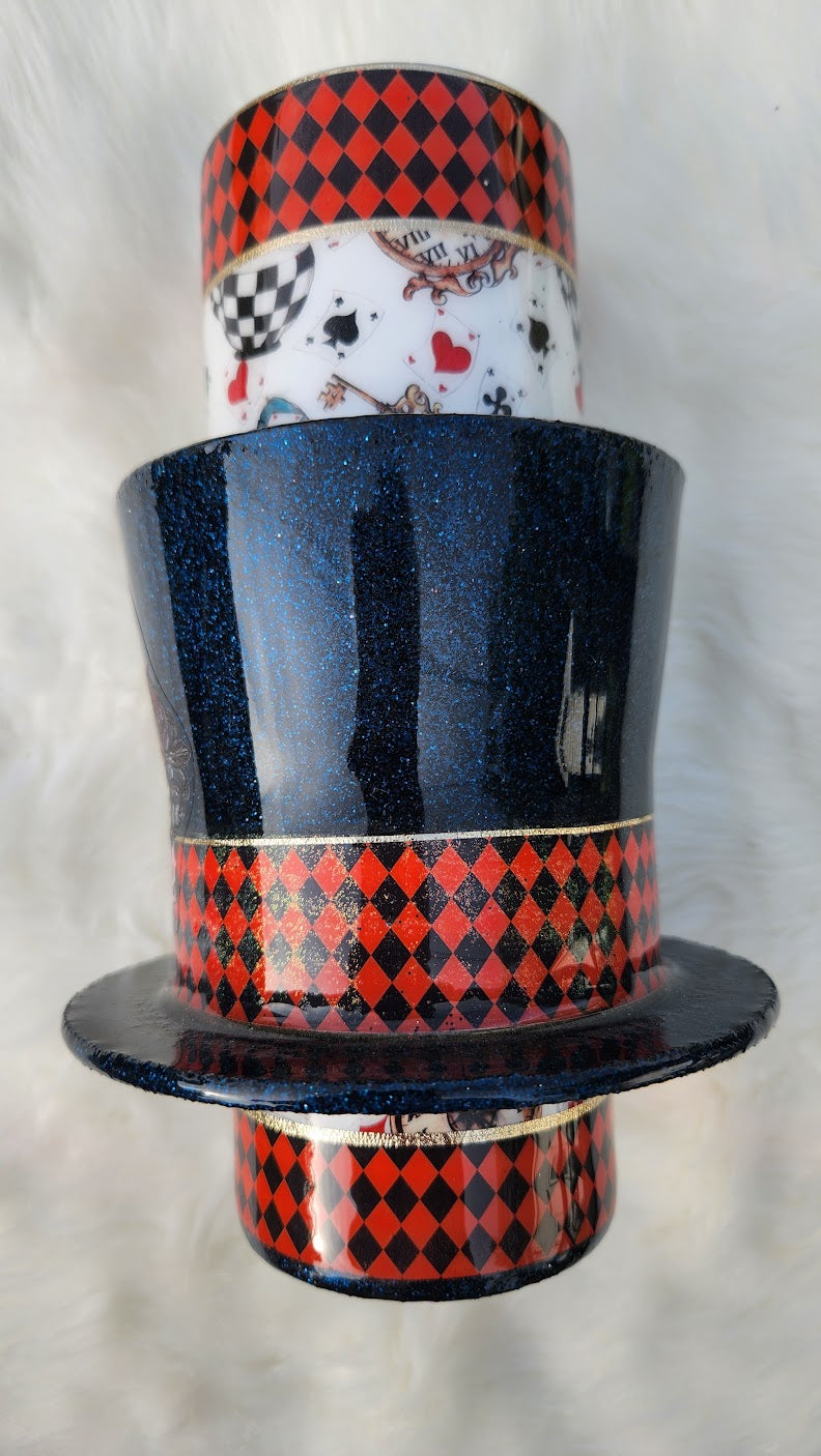 Mad Hatter Top Hat 3D Epoxy Tumbler – Alice in Wonderland Inspired Drinkware- 20 oz