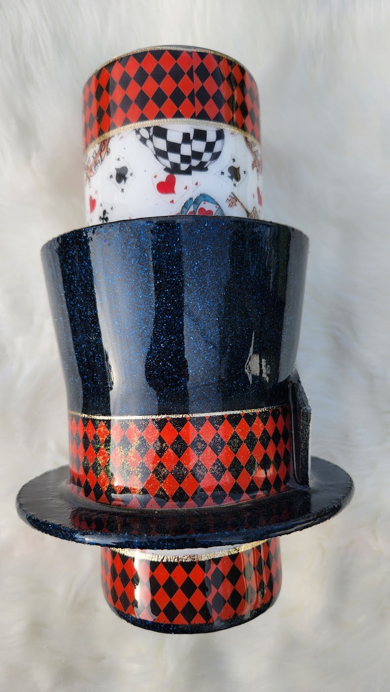 Mad Hatter Top Hat 3D Epoxy Tumbler – Alice in Wonderland Inspired Drinkware- 20 oz