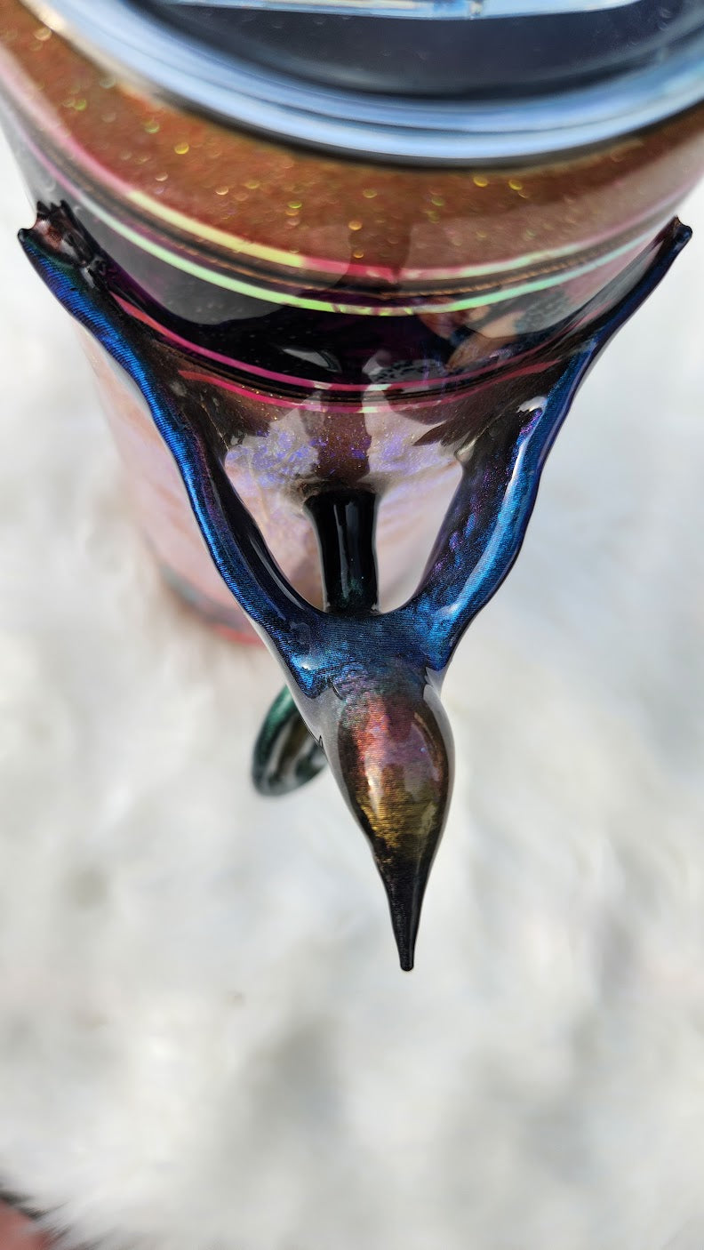 Holographic Hummingbird 3D Epoxy Tumbler – Floral Glitter Cup with Inspirational Quote- 20 ounce