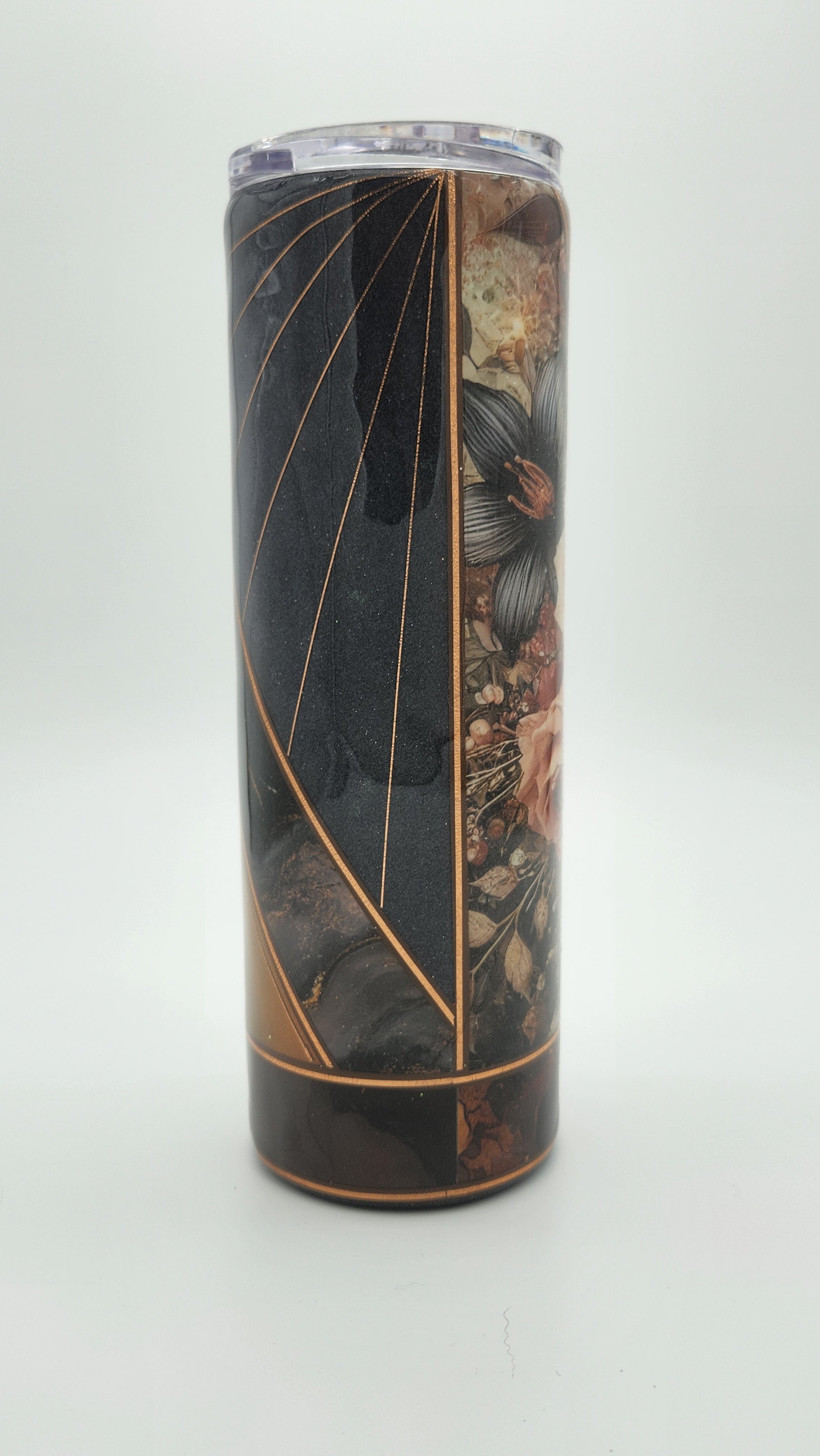 Beautiful Soul 30oz Tumbler – Elegant Black & Bronze Floral Design