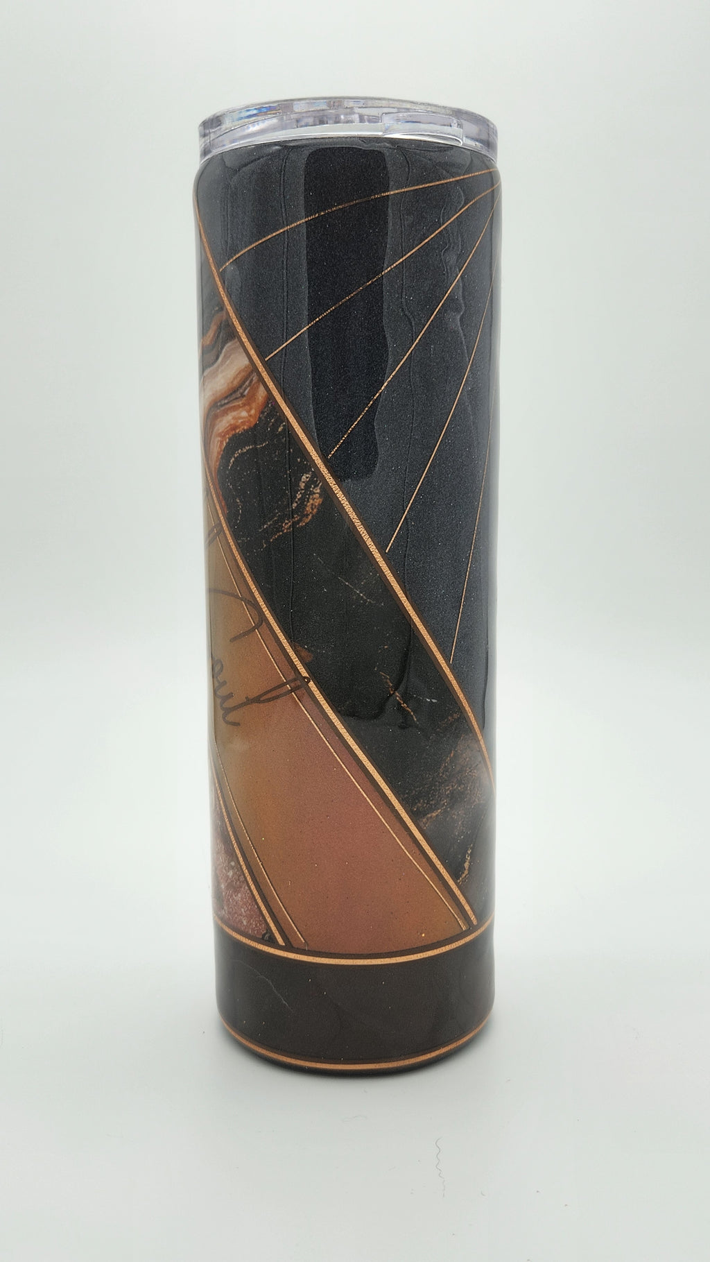 Beautiful Soul 30oz Tumbler – Elegant Black & Bronze Floral Design