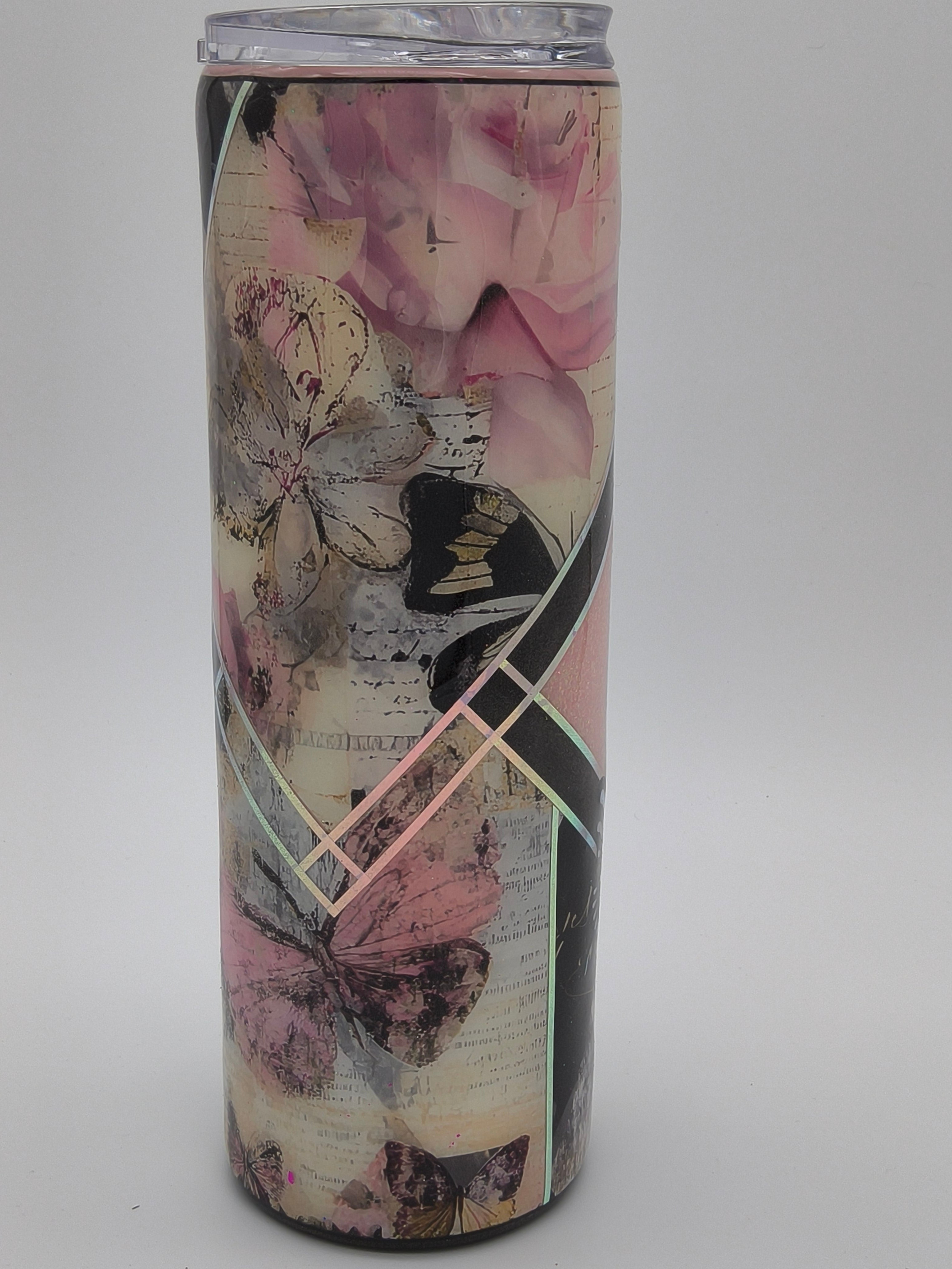 Motivational Butterfly Tumbler – “If You Want Something You’ve Never Had” Quote | Glitter Floral Stainless Steel Cup 30 oz