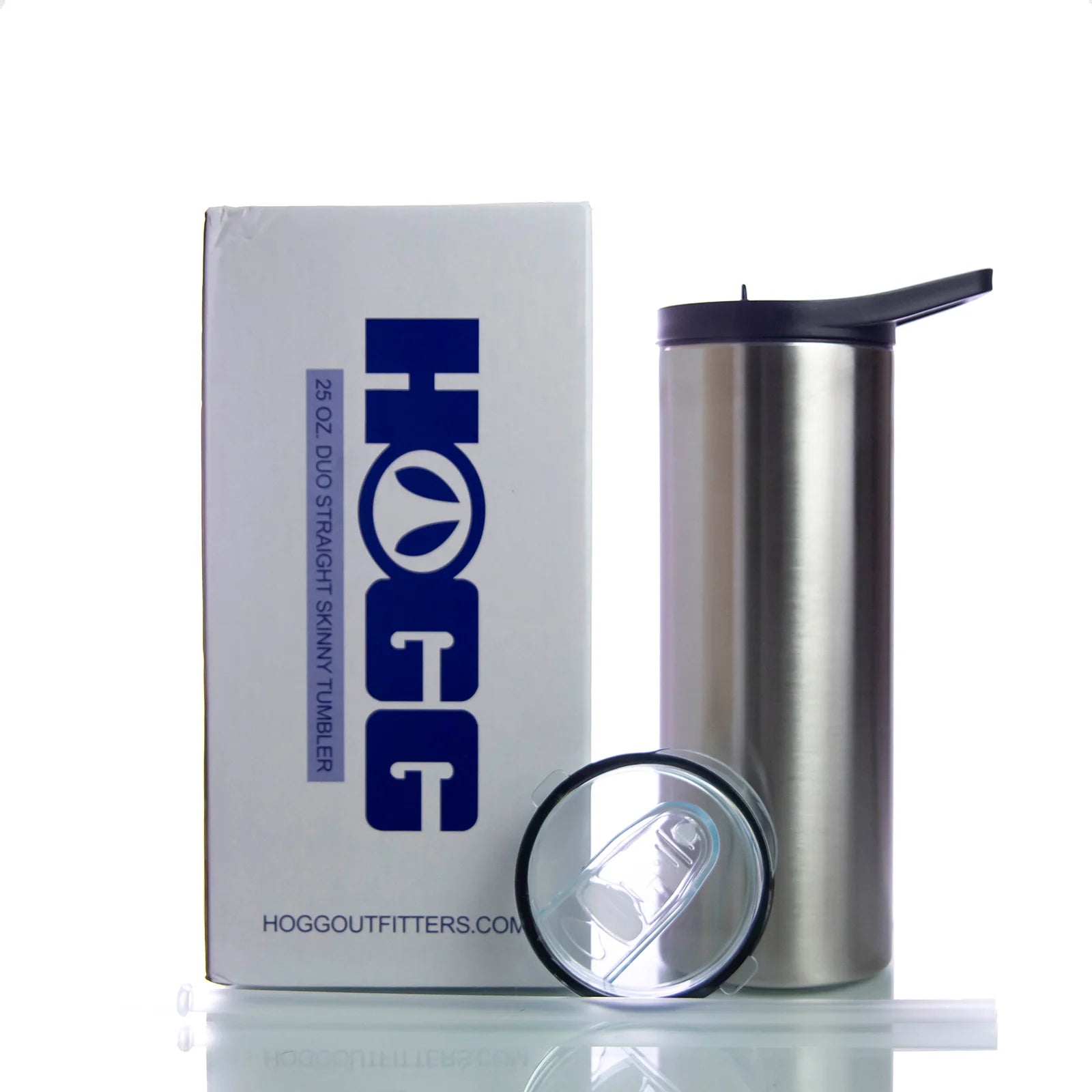 25 oz Duo Skinny Stainless Steel Tumbler | Includes Two Lids + Straw | Insulated Skinny Tumbler